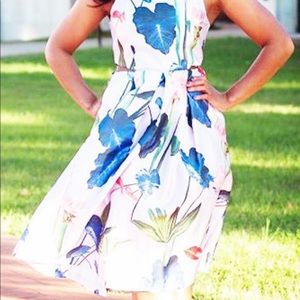 Violet floral dress with back out